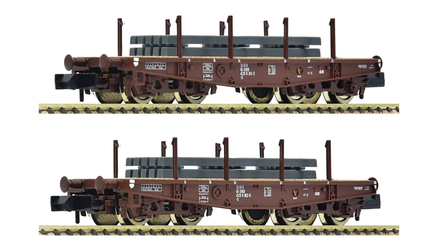 Fleischmann F6660135 2 piece set: Heavy-duty flat wagon, ÖBB