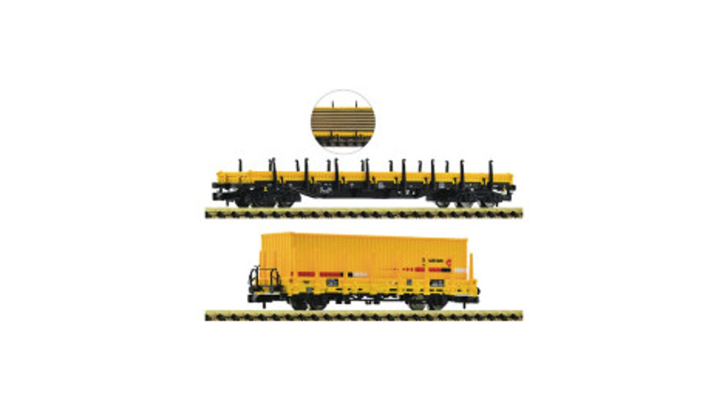 Fleischmann 880908 2 Piece Set Stake Wagons Strukton Rail DC