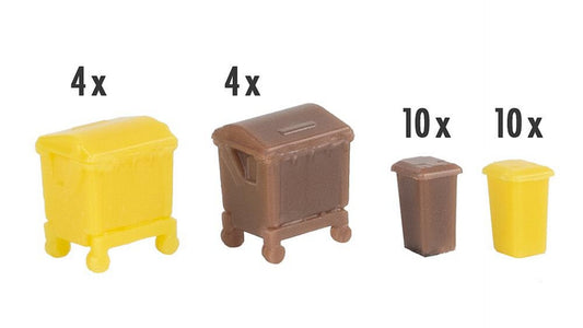 Faller 272926 Waste bin set, brown and yellow