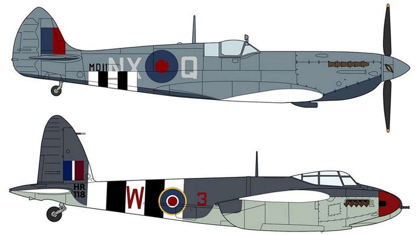 Hasegawa 02096 Spitfire MK VII and Mosquito MK VI Combo