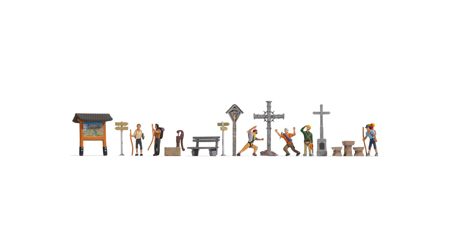 NOCH NO16210 Themed Figures Set „In the Mountains“ Contents: 6 Figures, 1 Summit Cross, 1 Well, 2 Wayside Crosses, 2…