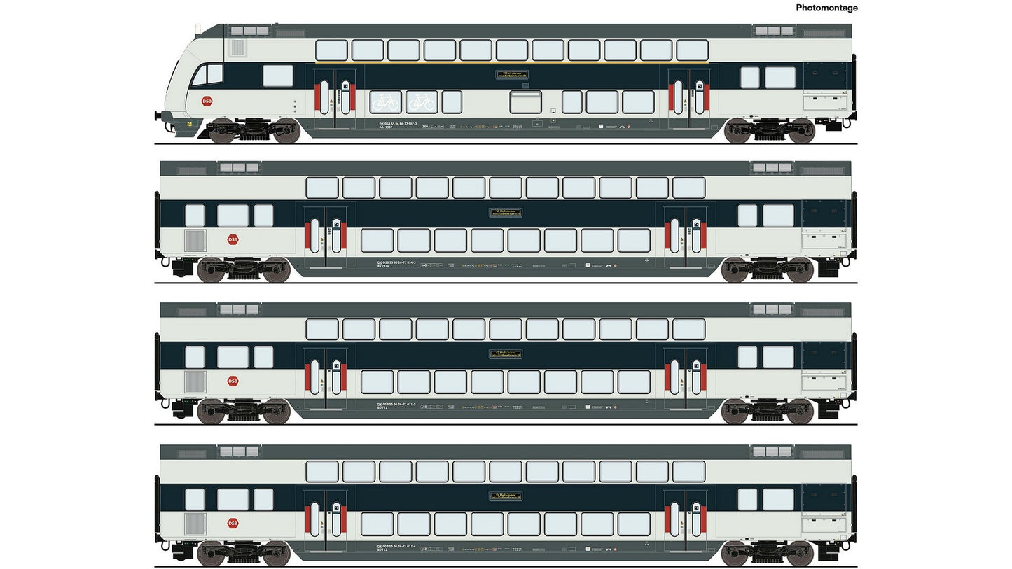 Roco 6210147 4 Piece Set Double-Deck Coaches DSB DCC