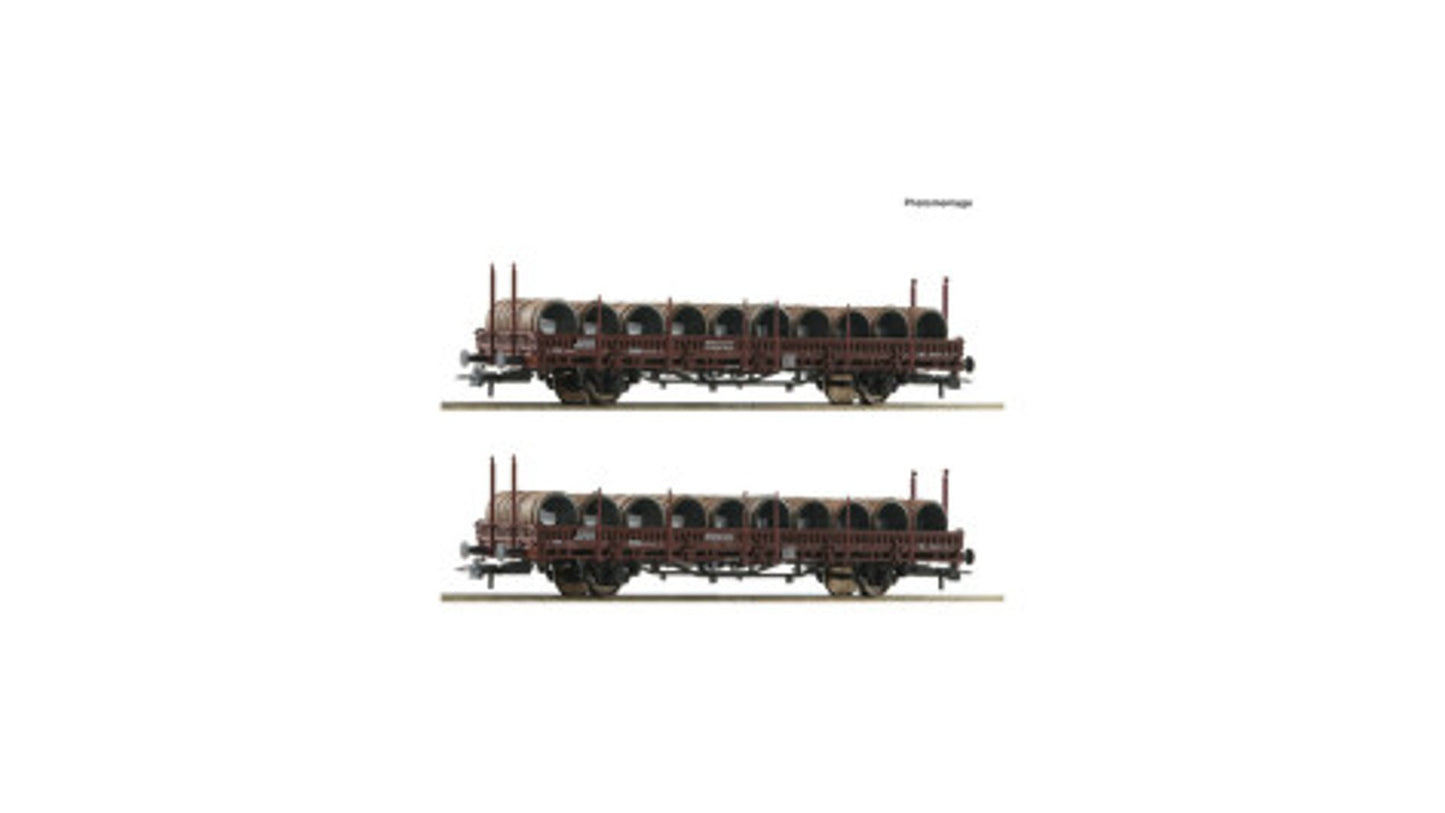 Roco 6600120 2 Piece Set Swivel-Type Stake Wagons OBB DC
