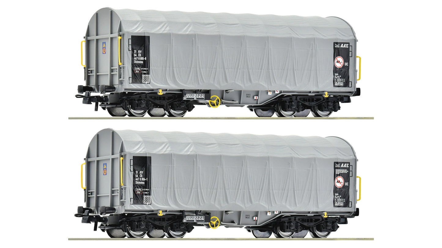 Roco R6600144 2 piece set: Sliding tarpaulin wagons, CD
