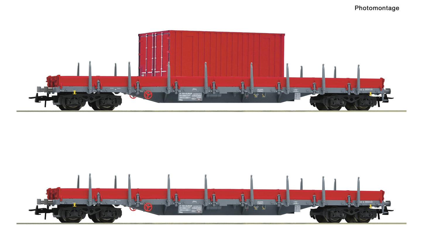 Roco R6600201 2 piece set: Stanchion wagons, DB AG