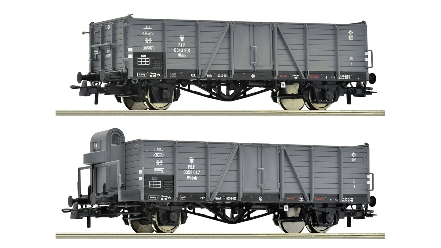 Roco R6600216 2 piece set: Open goods wagons, PKP