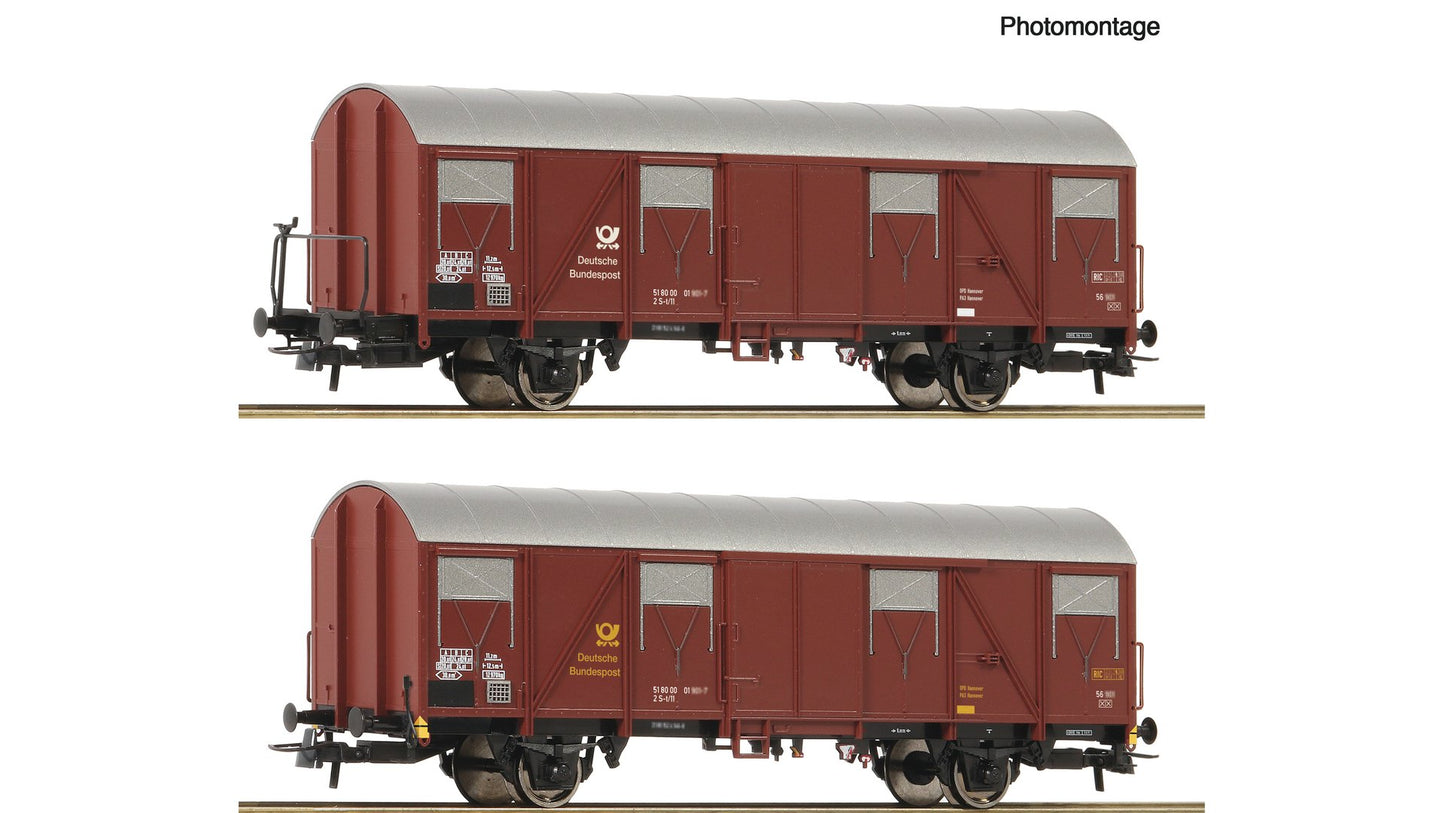 Roco R6600248 2 piece set: Covered postal wagons, DBP