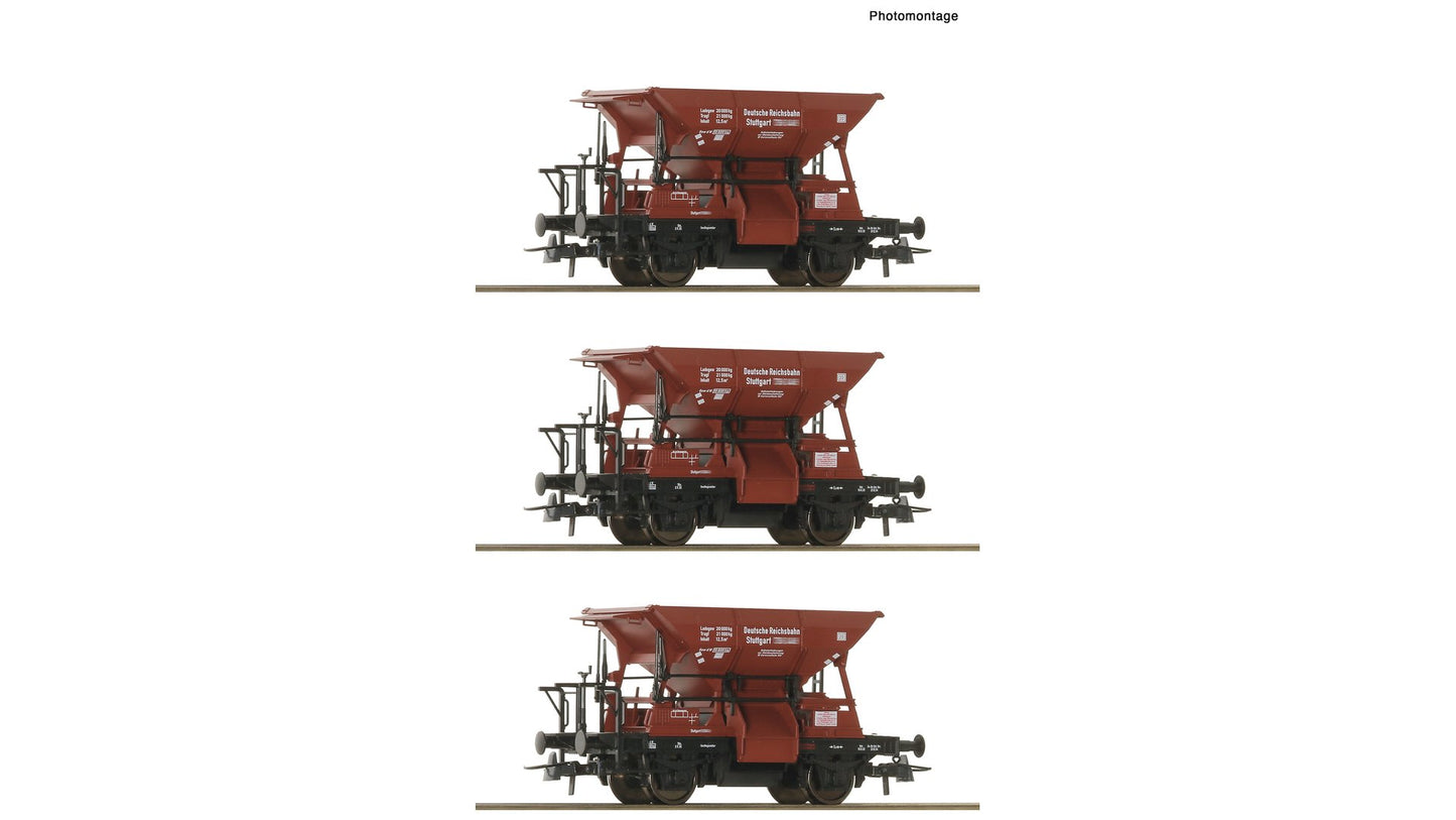 Roco R6600265 3 piece set: Talbot ballast hopper wagons, DRG