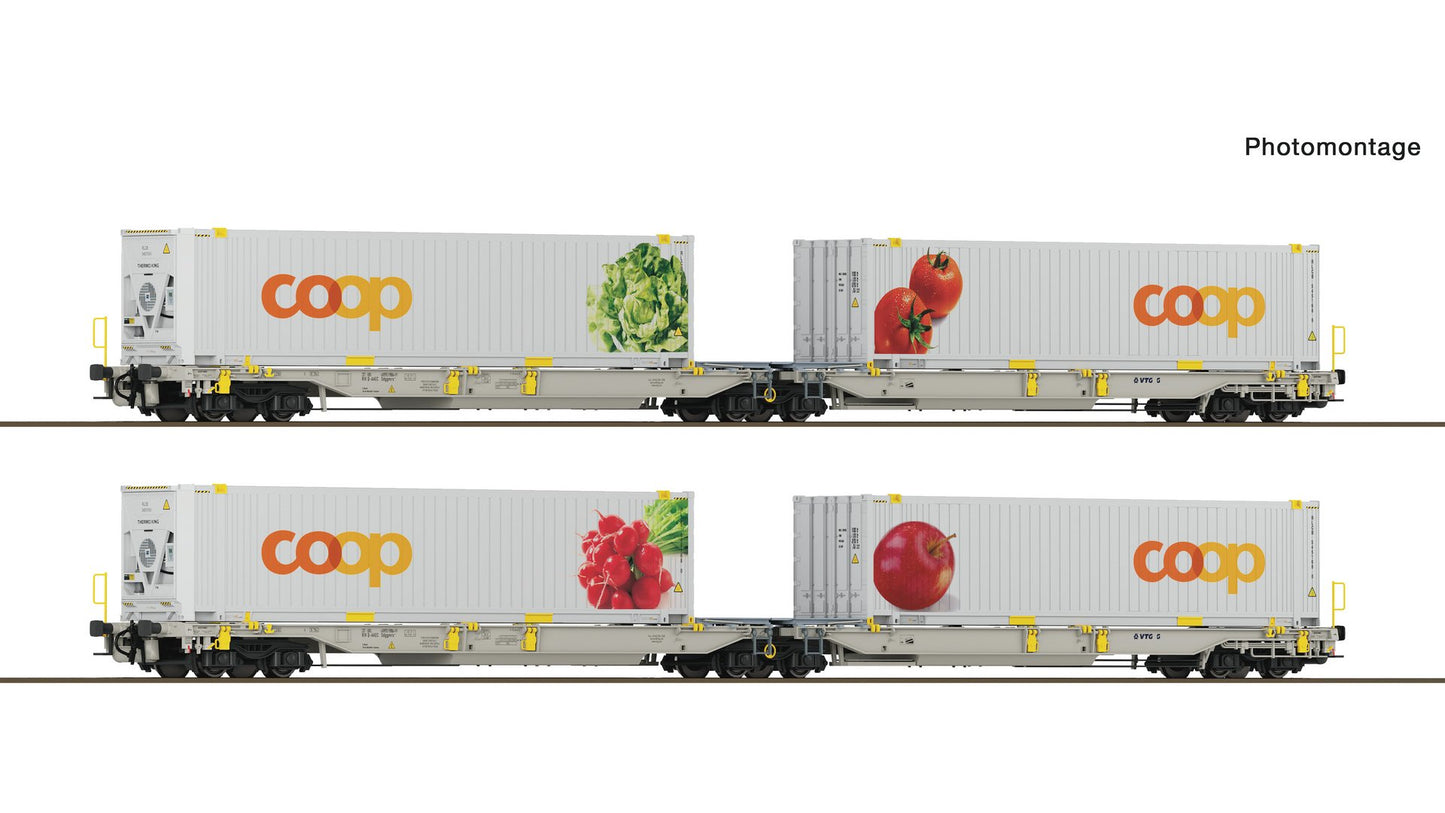 Roco R6600322 2-piece set 1: Articulated double-pocket wagon T2000, railCare