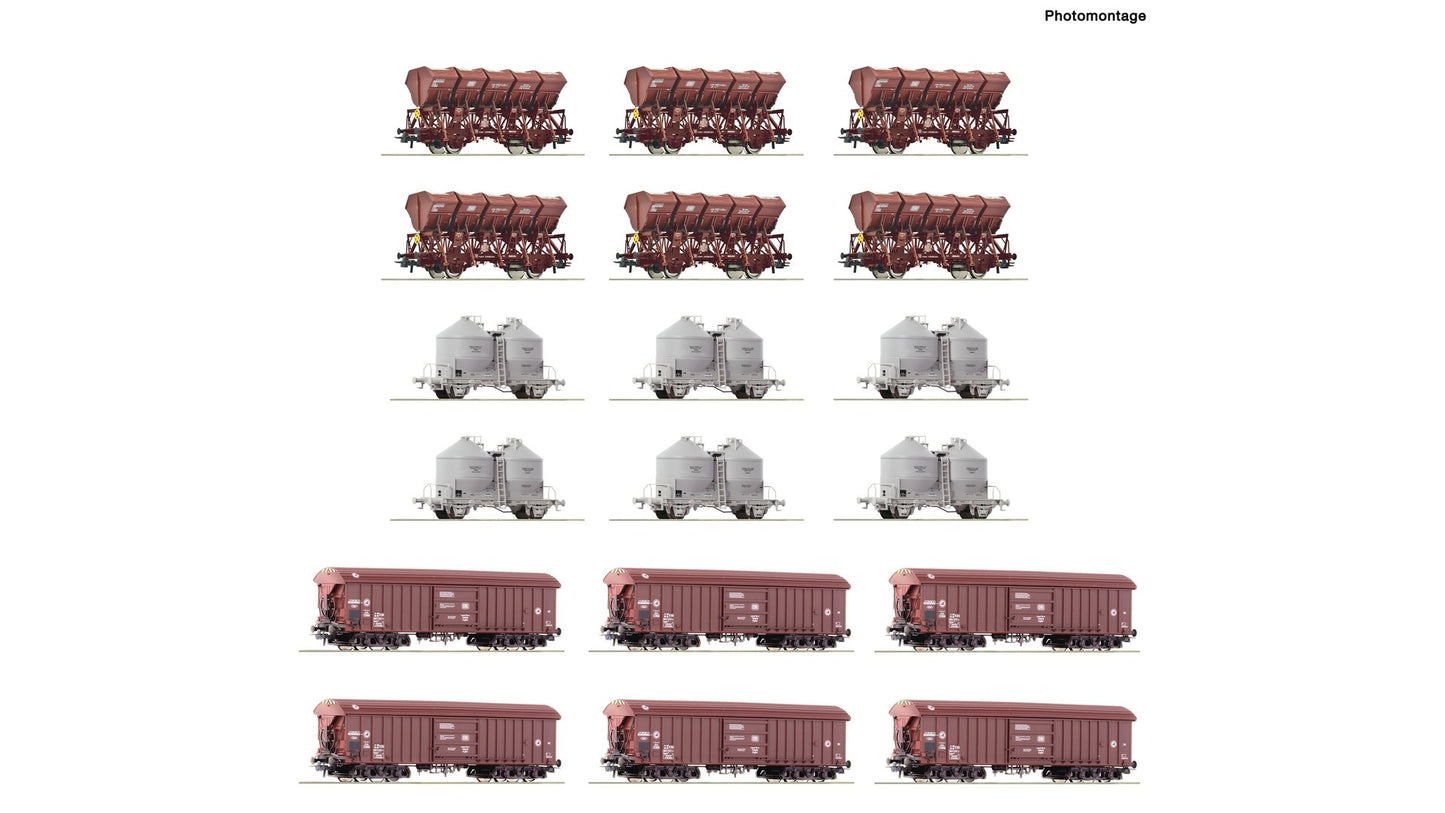 Roco R6600330 18 piece display: open cars, DB