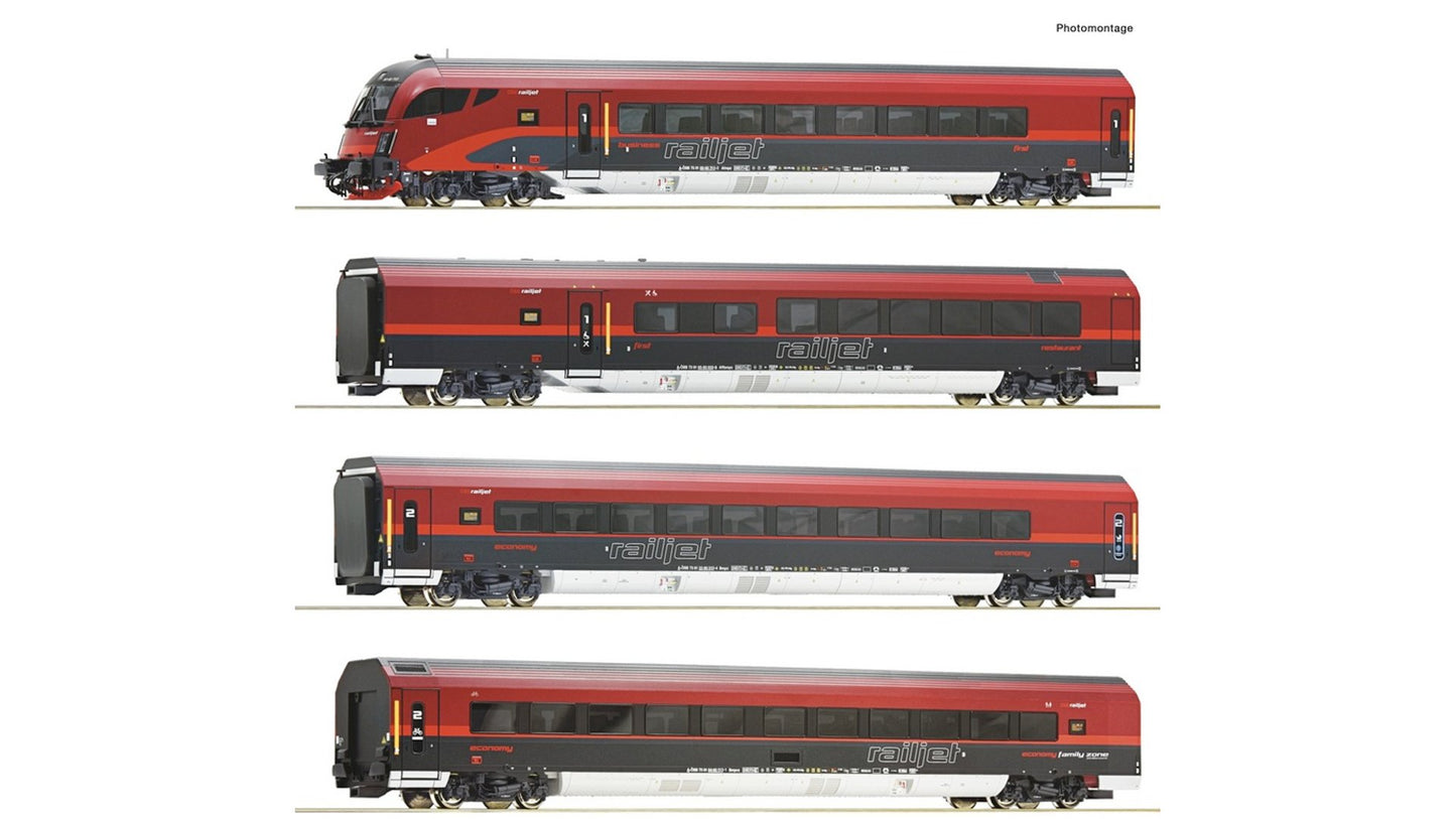 Roco 74037 Gauge H0 Set of 4 Railjets of the ÃBB