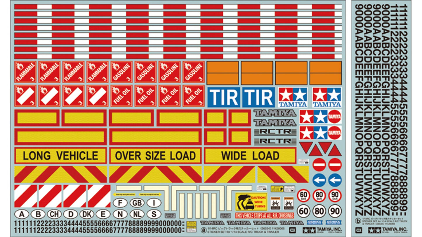 Tamiya 56534 Sticker Set for 1/14 Scale RC Truck and Trailer