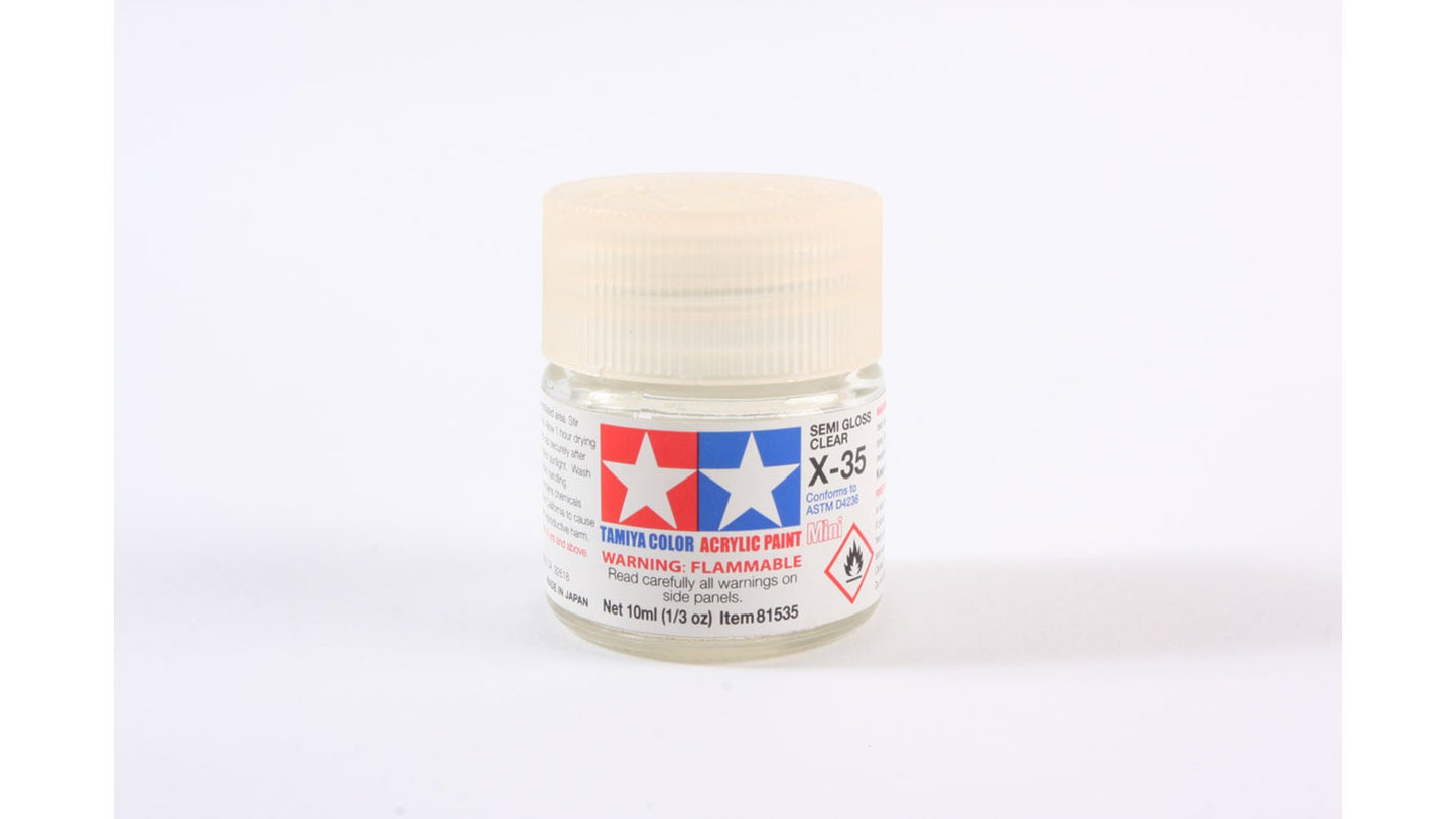 Tamiya 81535 Acrylic Mini X-35 Semi Gloss Clear 10ml Bottle