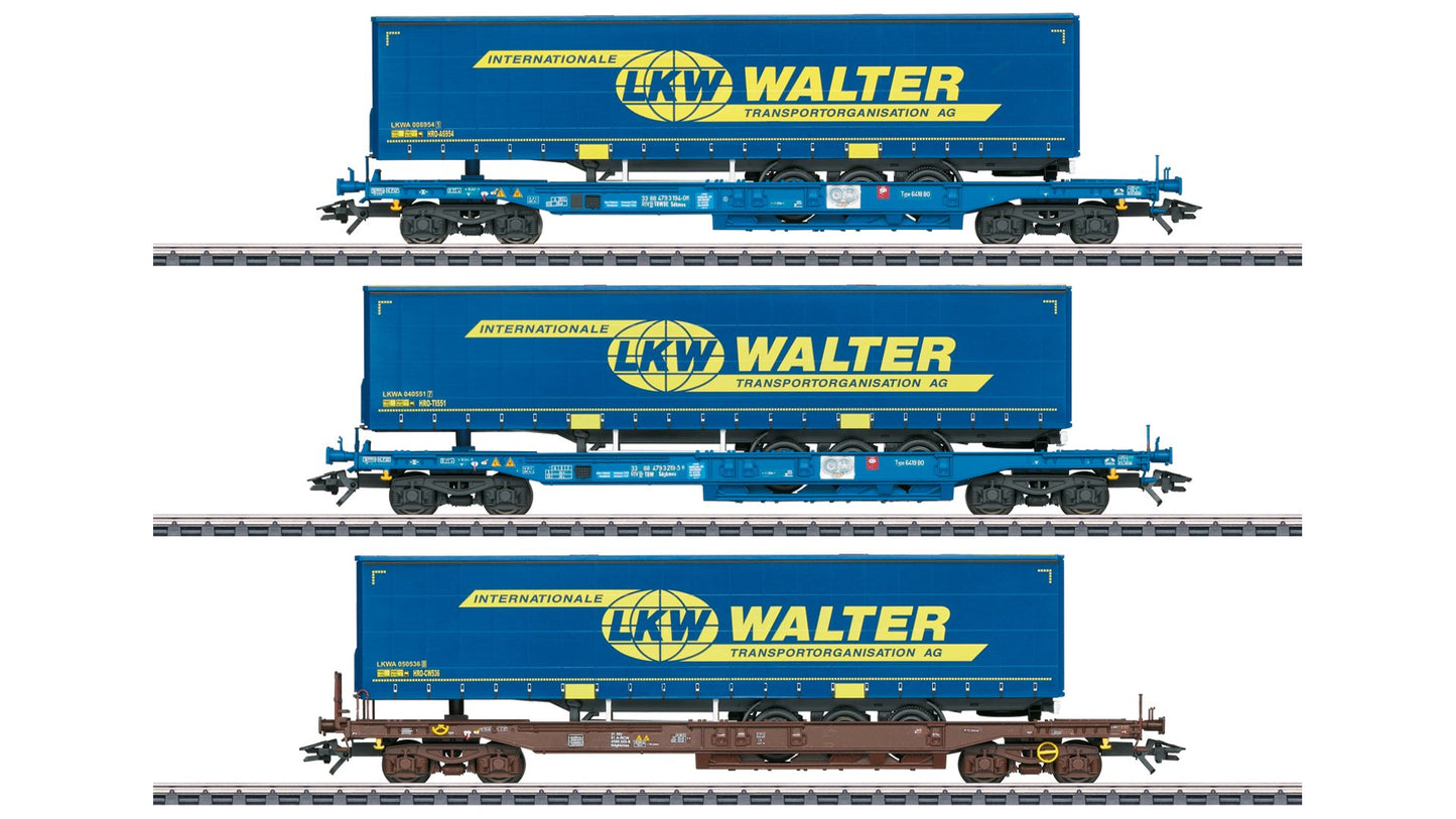 Marklin 47120 LKW Walter Deep Well Flat Car Set