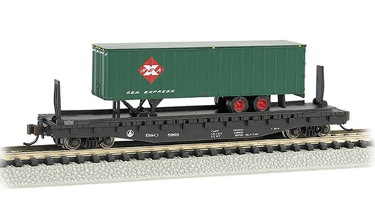 Bachmann 16752 BO 52ft Flat Car with Railway Express Agency 35ft Trailer