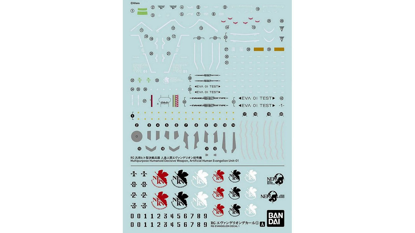 Bandai 2593843 RG Evangelion Decal 1
