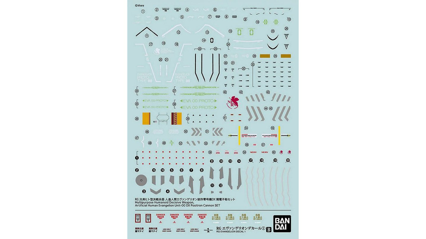 Bandai 2593843 RG Evangelion Decal 1