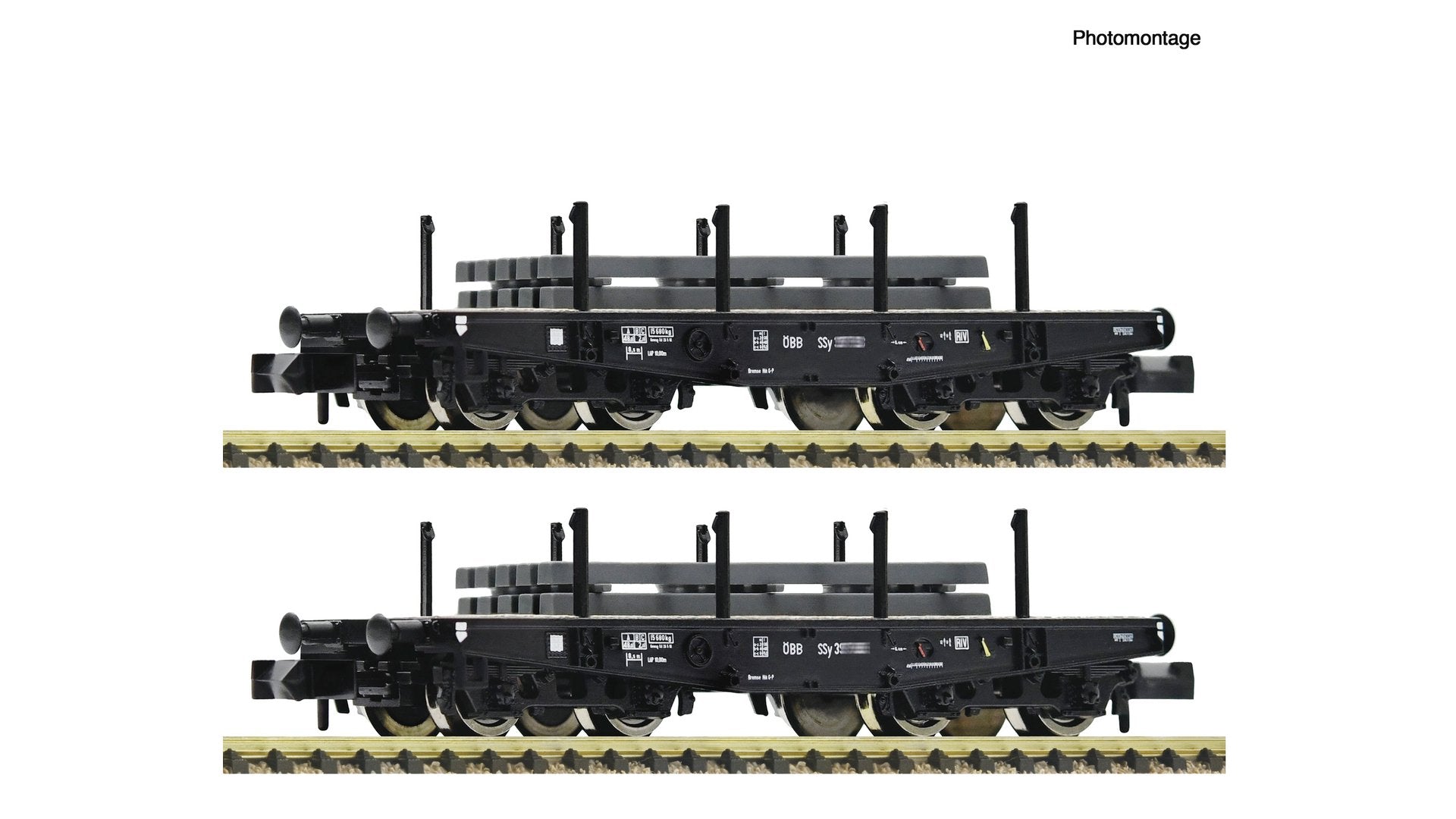 Fleischmann F6660134 2 piece set: Heavy-duty flat wagons, ÖBB