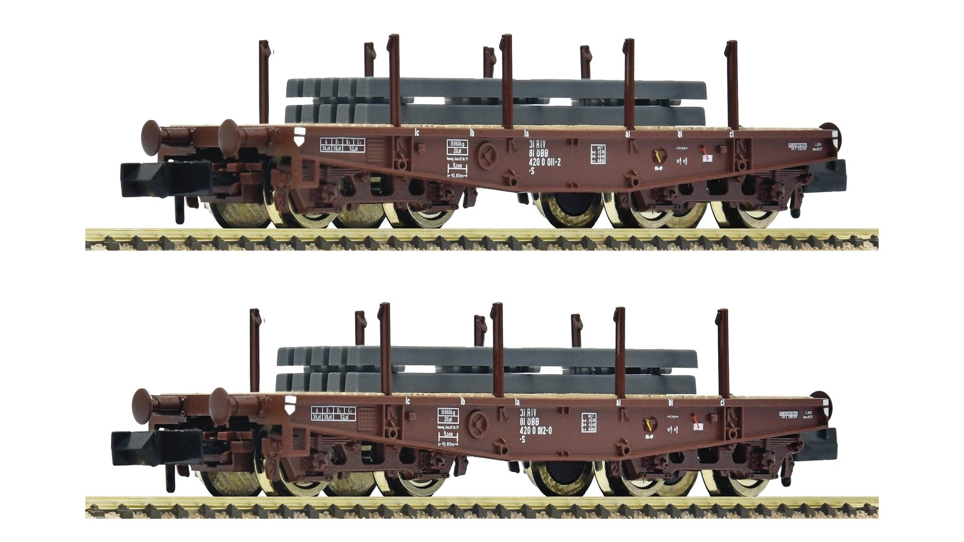 Fleischmann F6660135 2 piece set: Heavy-duty flat wagon, ÖBB