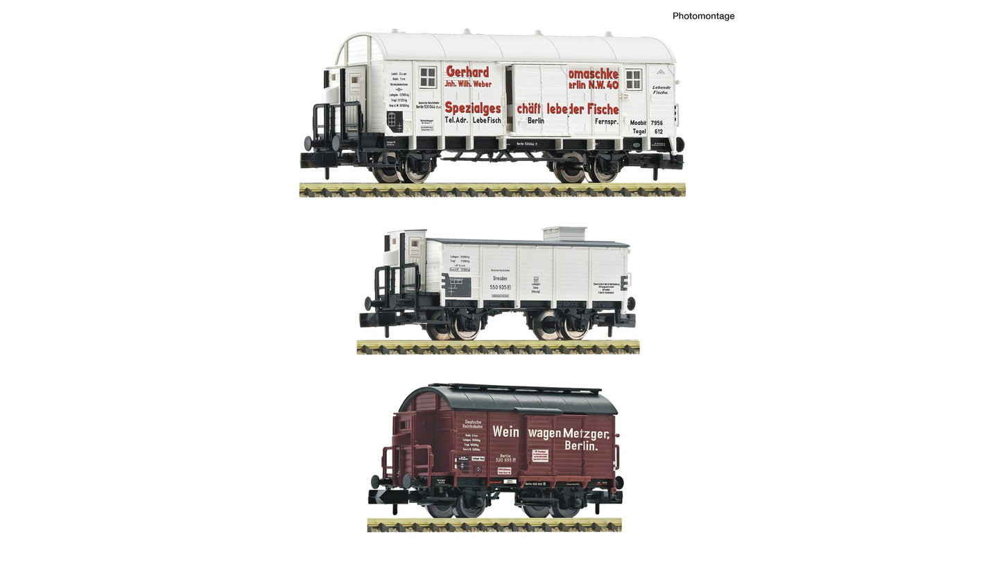 Fleischmann F6660148 3 piece set: Covered goods wagons, DRB