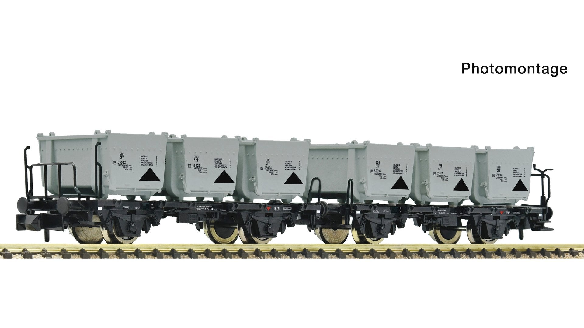 Fleischmann F6660154 2 piece set: Container carrier wagons, SBB