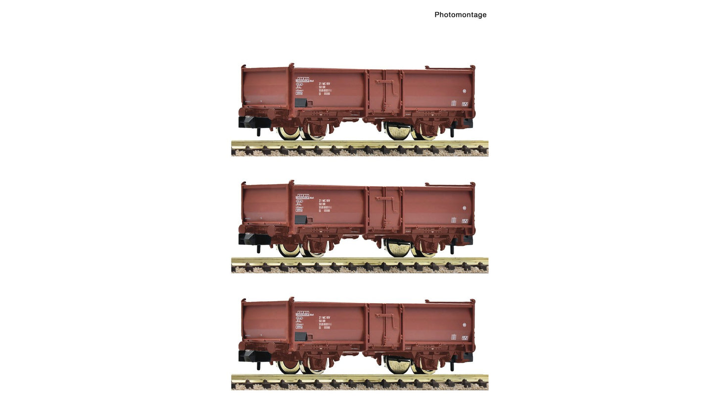 Fleischmann F6660158 3 piece set: Open goods wagons, DR