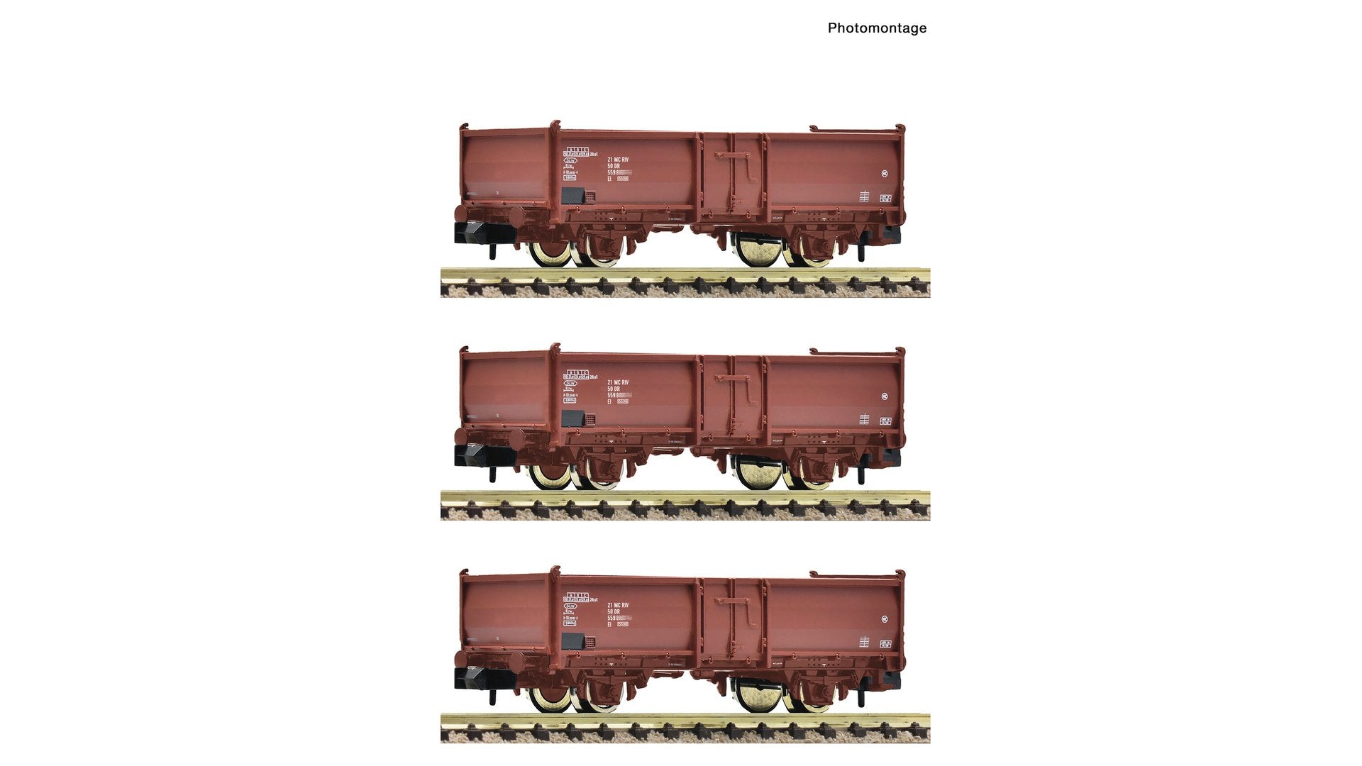 Fleischmann F6660158 3 piece set: Open goods wagons, DR