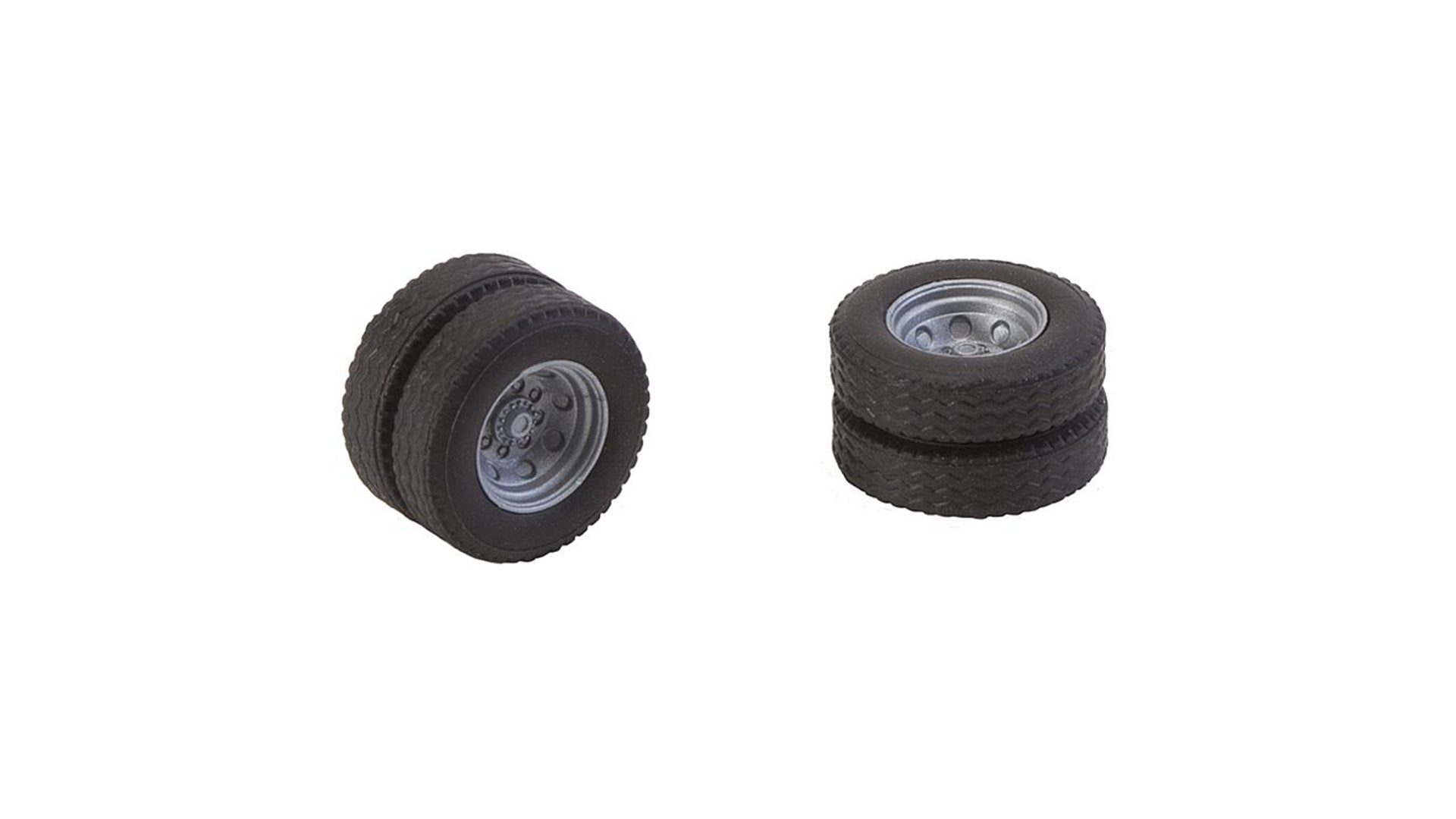 Faller 163112 2 wheels (twin tyres) tyres and rims for fire brigade