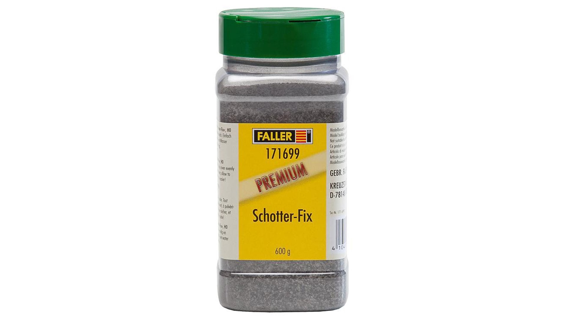 Faller 171699 PREMIUM spread Gravel Fix, Natural material, medium grey, 600 g