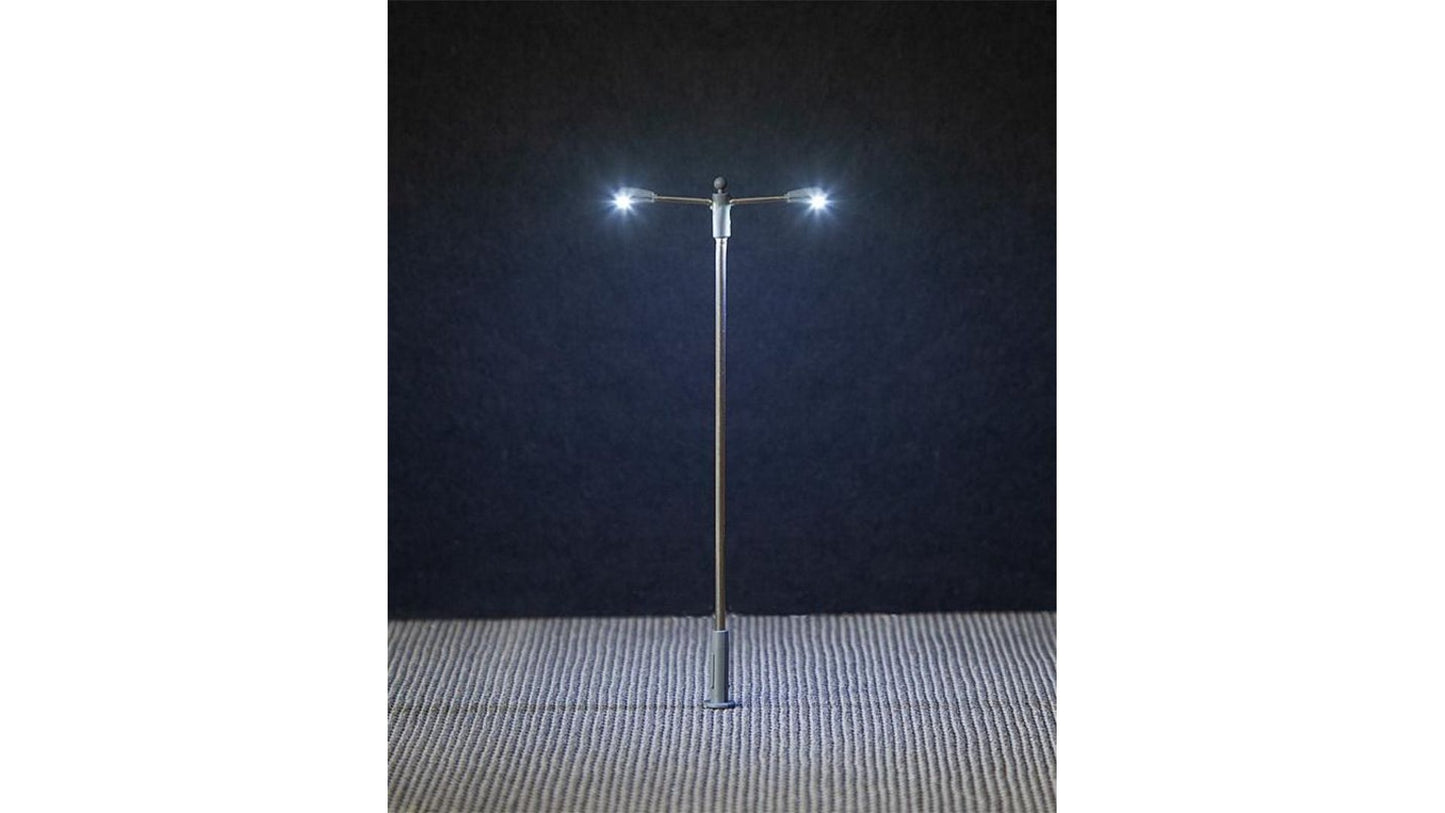 Faller 180203 LED Street light, pole integrated lamp, two arms, cold white