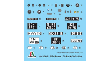 Italeri 3668 Alfa Romeo Giulia 1600 Spider