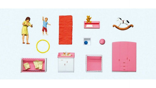 Preiser 10645 Mother changing diapers Nursery furniture