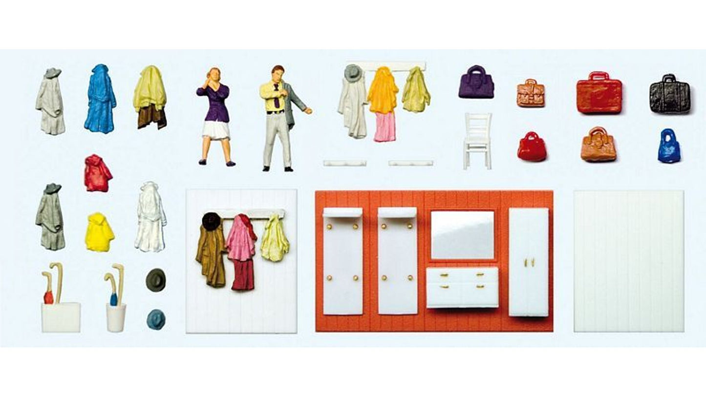 Preiser 10658 Ready to go out Cloak room furniture