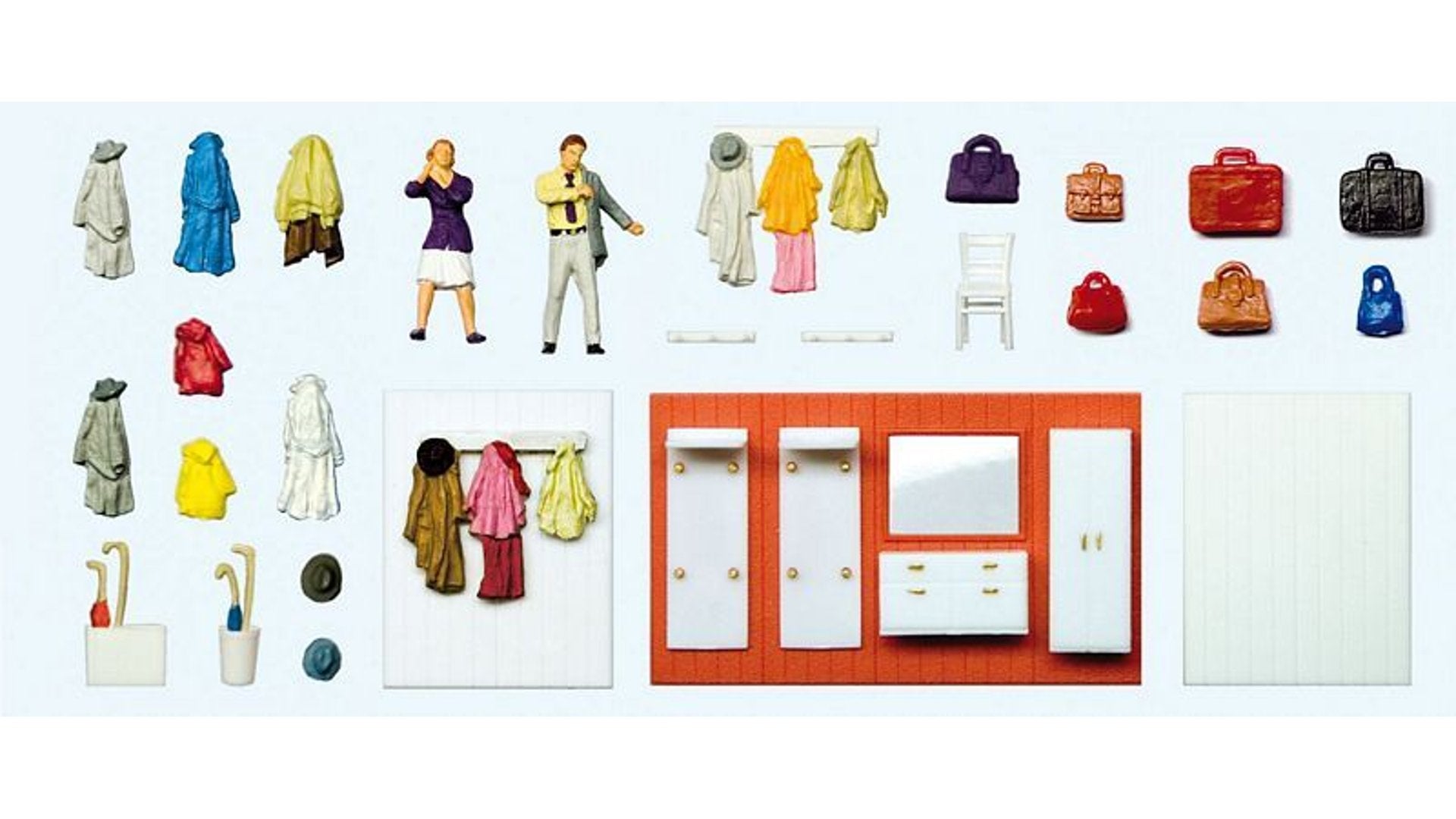 Preiser 10658 Ready to go out Cloak room furniture