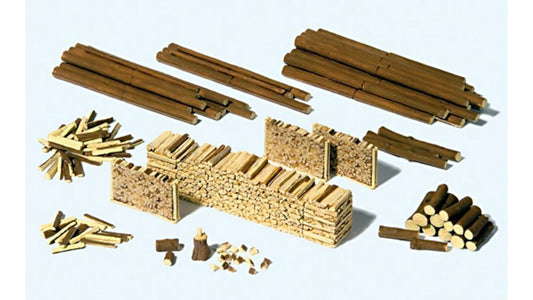 Preiser 17609 strains logs woodpile