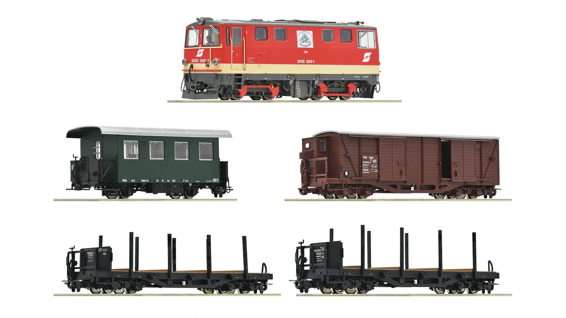 Roco 5550001 5 Piece Trainset Diesel Locomotive 2095 005-1 with FwP OBB DCC