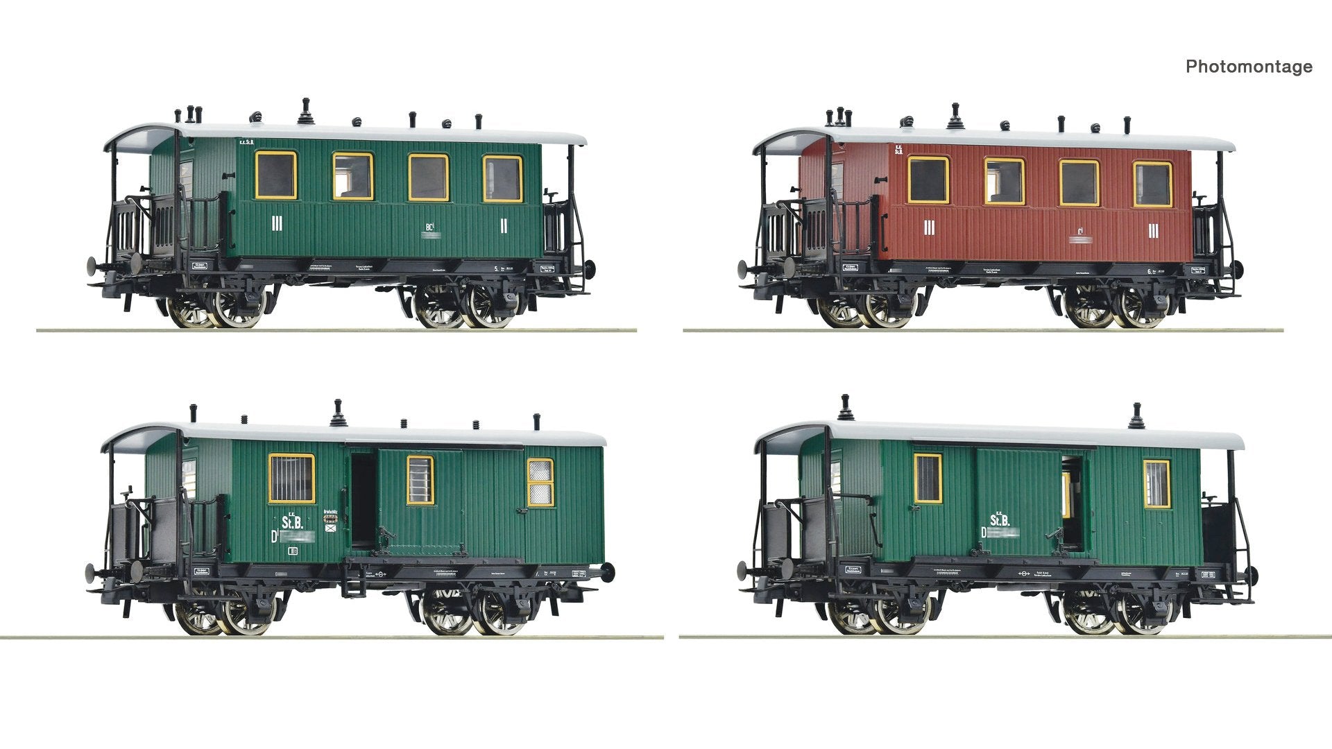 Roco R6200190 4 piece set: Passenger train, kkStB