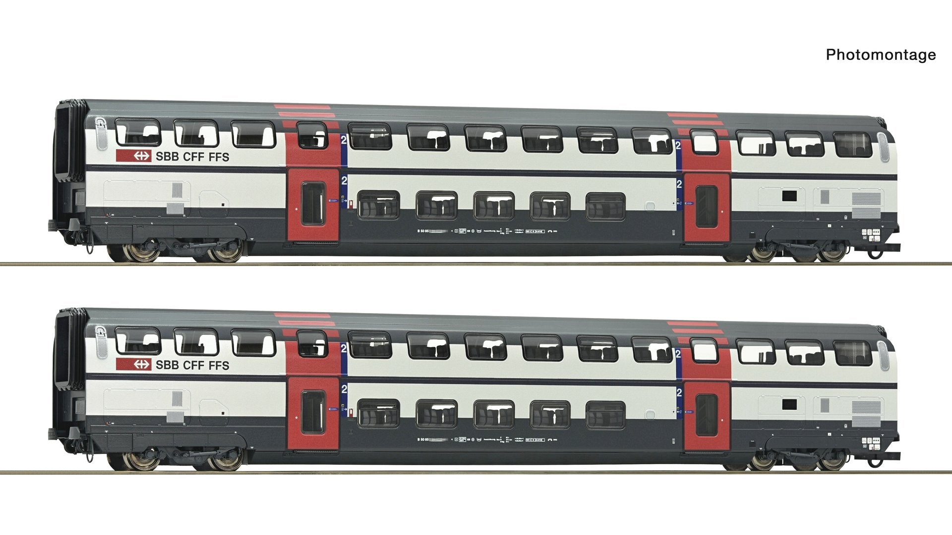 Roco R6200216 2 piece set (1): 2nd class double-deck coaches, SBB