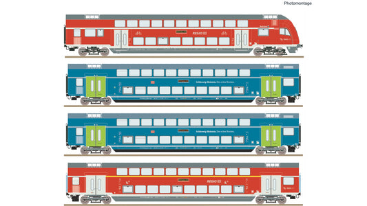Roco R6210250 4 pcs. Set: Double-decker coach