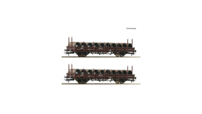 Roco 6600120 2 Piece Set Swivel-Type Stake Wagons OBB DC