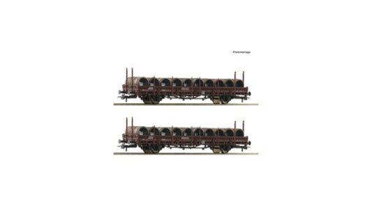 Roco 6600120 2 Piece Set Swivel-Type Stake Wagons OBB DC
