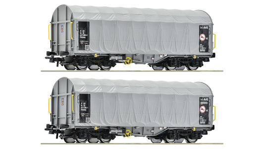 Roco R6600144 2 piece set: Sliding tarpaulin wagons, CD