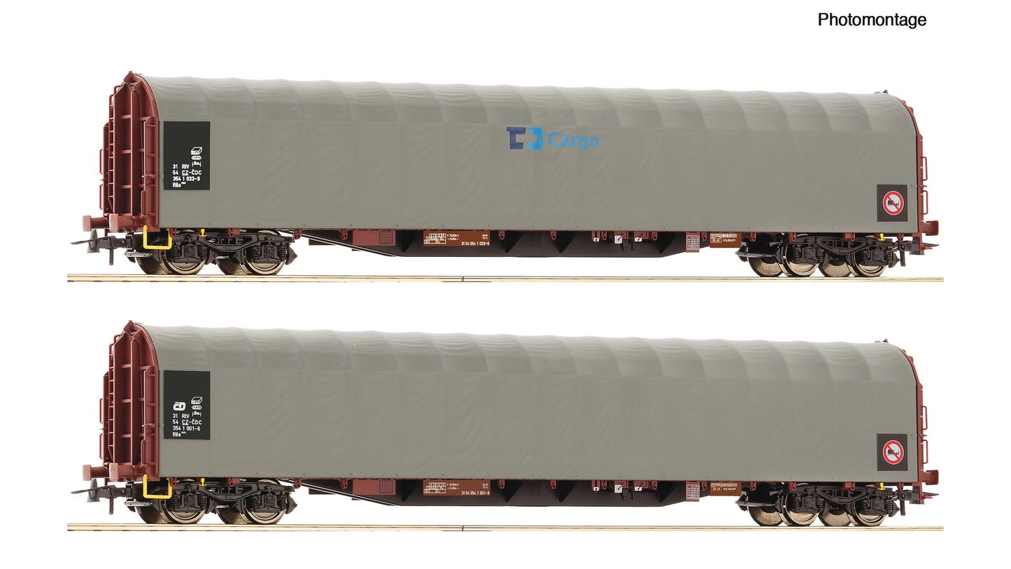Roco R6600159 2 piece set: Sliding tarpaulin wagons, CD