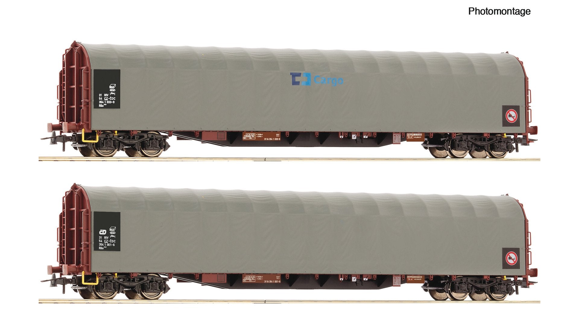Roco R6600159 2 piece set: Sliding tarpaulin wagons, CD