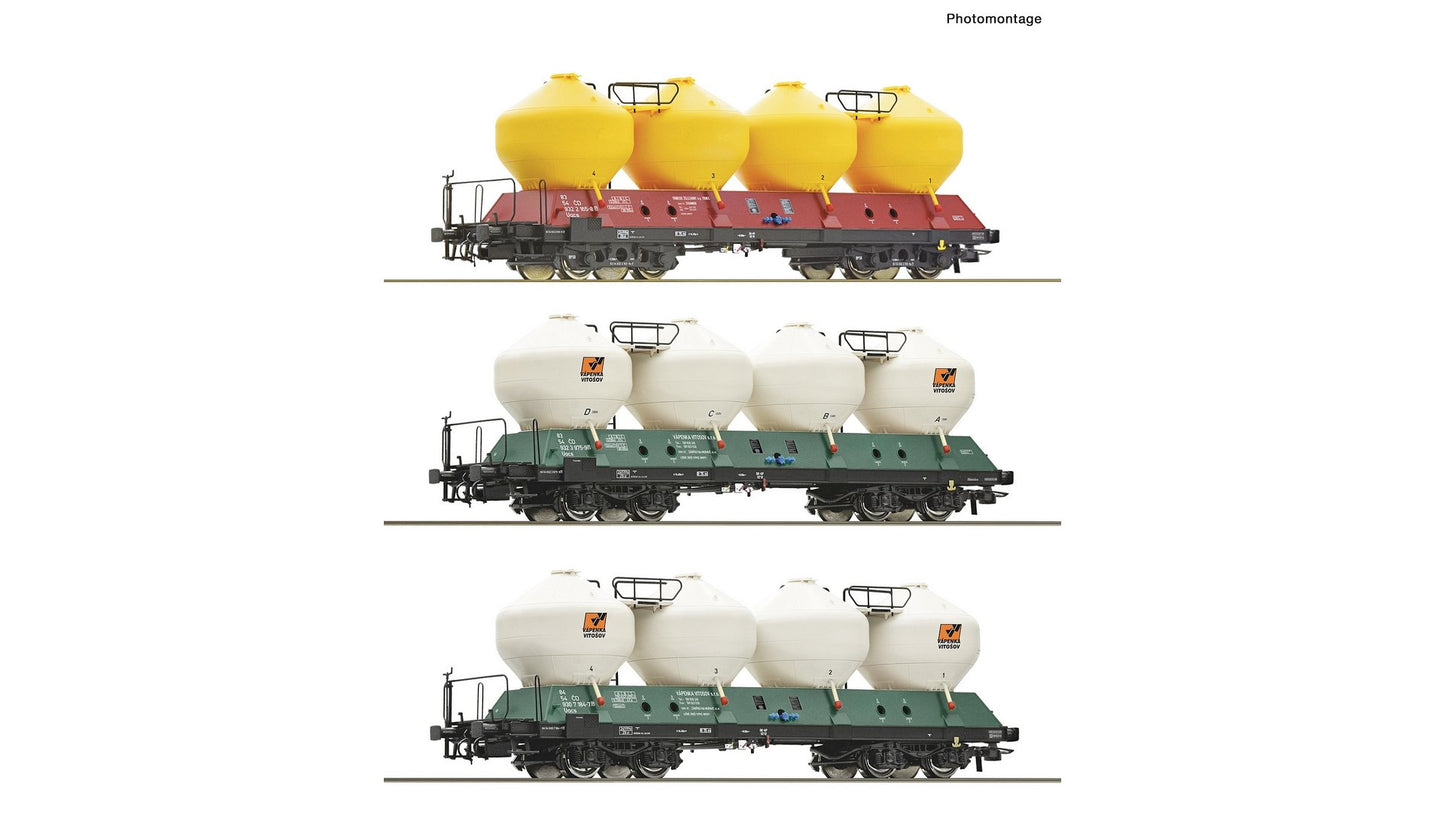 Roco 6600180 3 Piece Set Silo Wagons CD DC