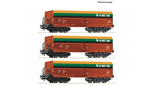 Roco R6600218 3 piece set: Self-unloading hopper wagons, PMT
