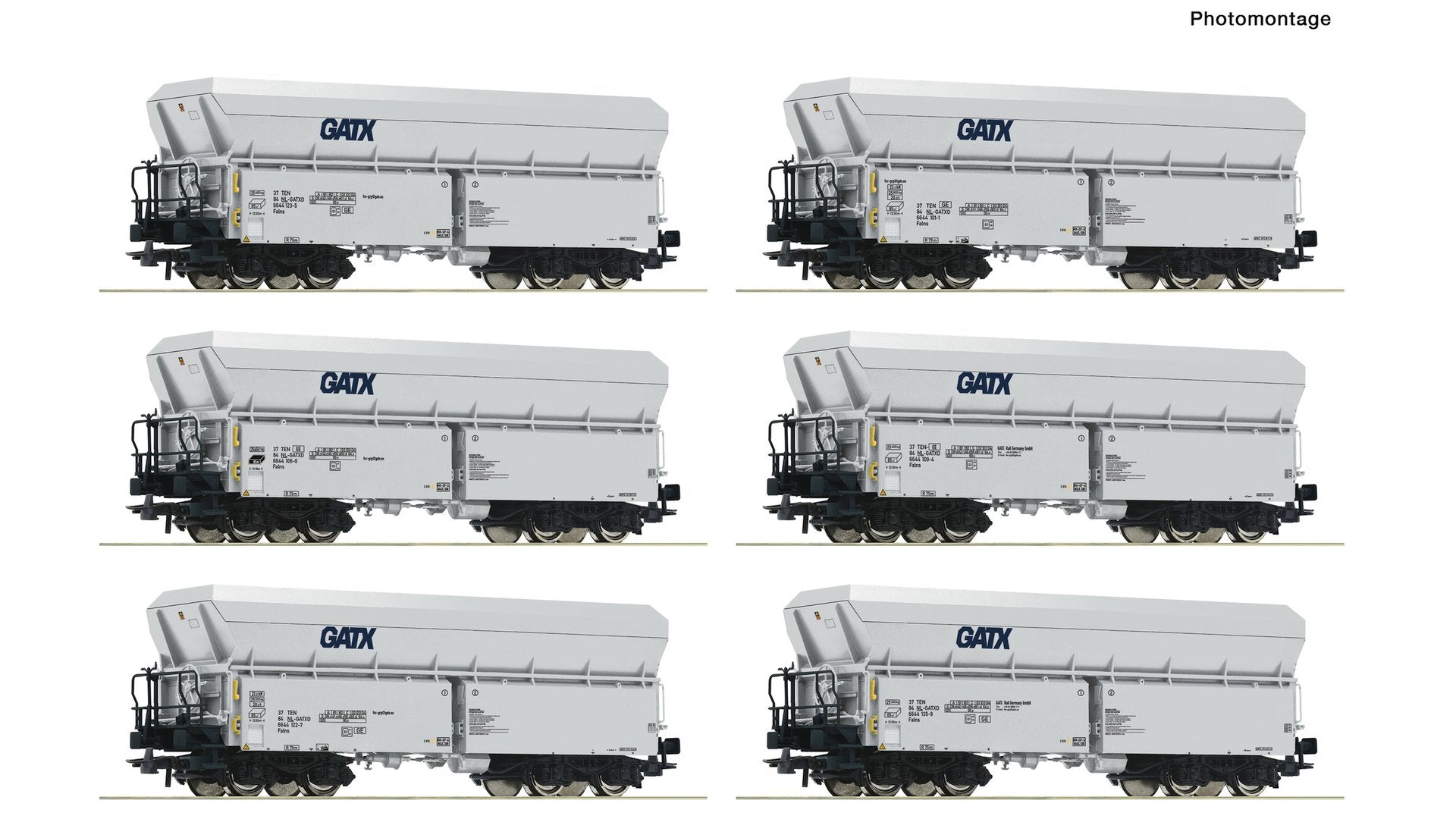 Roco R6600220 6 piece set: Self-unloading hopper wagons, GATX