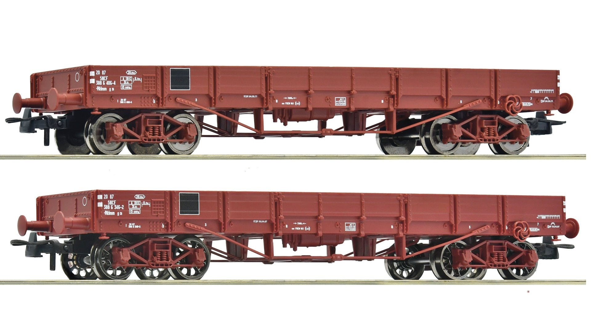Roco R6600224 2 piece set: Low side wagons, SNCF