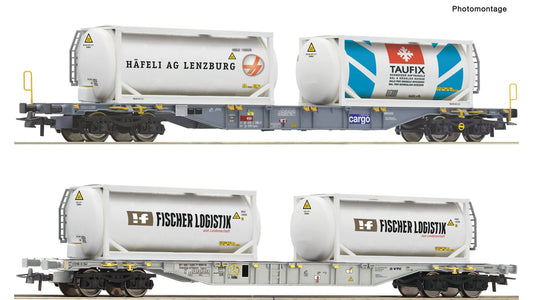 Roco R6600231 2 piece set: Container carrrier wagons