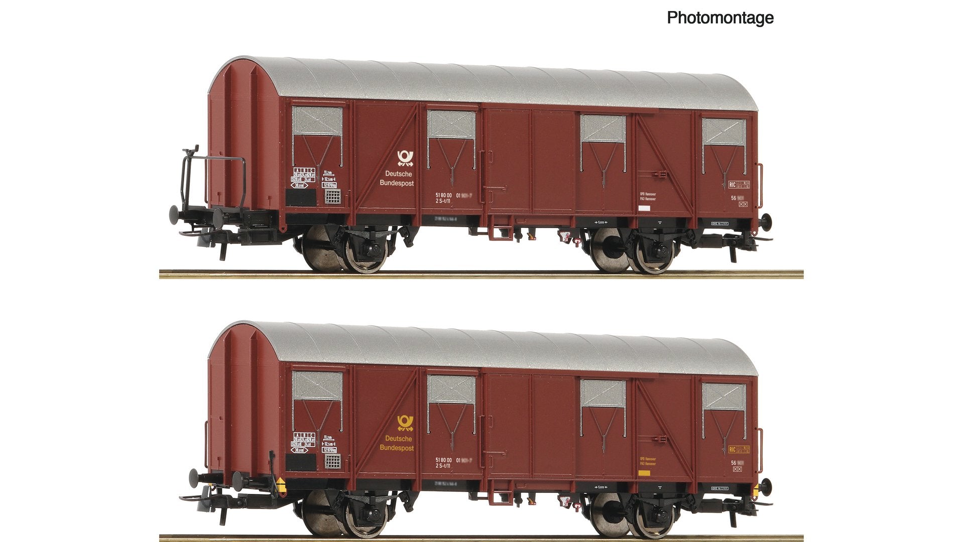 Roco R6600248 2 piece set: Covered postal wagons, DBP